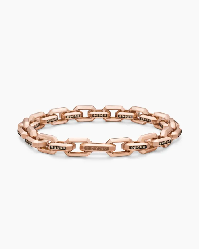 Mens Streamline Heirloom Chain Link Bracelet In 18K Rose Gold With Pav 75mm Men David Yurman Chain Mens Streamline Heirloom Chain Link Bracelet In 18K Rose Gold With Pav 75mm Men David Yurman Chain
