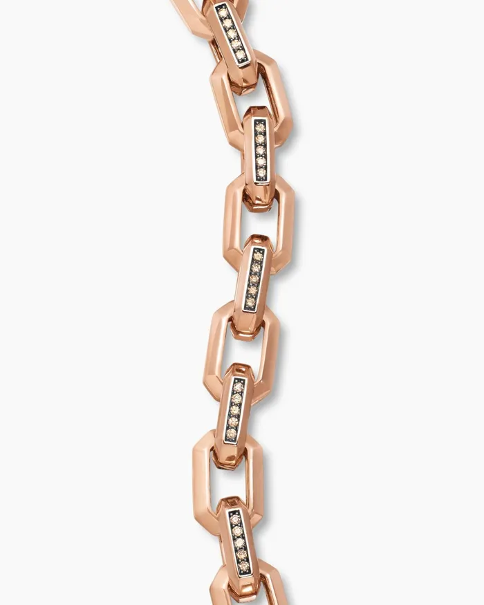 Mens Streamline Heirloom Chain Link Bracelet In 18K Rose Gold With Pav 75mm Men David Yurman Chain Mens Streamline Heirloom Chain Link Bracelet In 18K Rose Gold With Pav 75mm Men David Yurman Chain