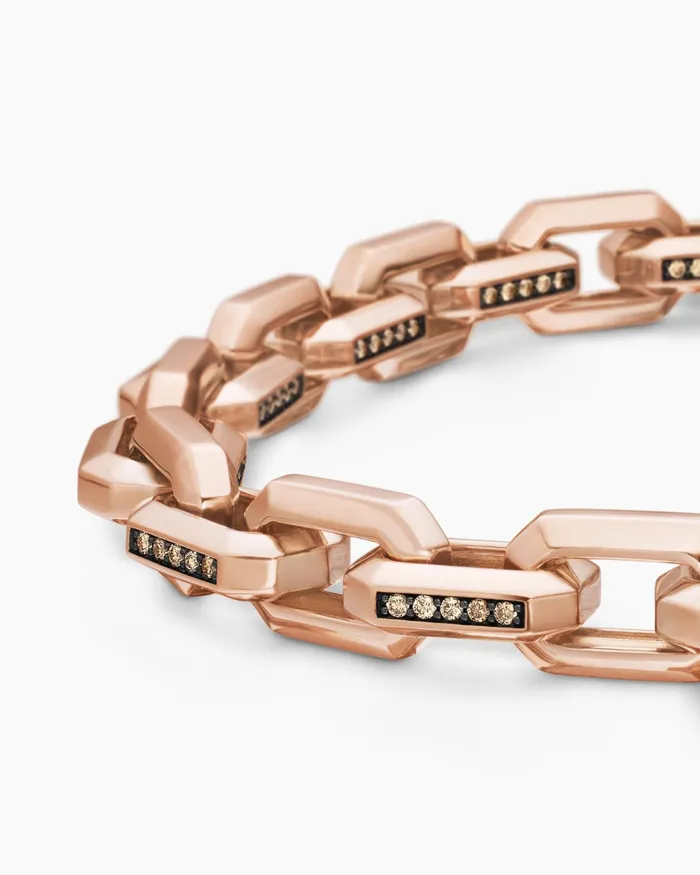 Mens Streamline Heirloom Chain Link Bracelet In 18K Rose Gold With Pav 75mm Men David Yurman Chain Mens Streamline Heirloom Chain Link Bracelet In 18K Rose Gold With Pav 75mm Men David Yurman Chain