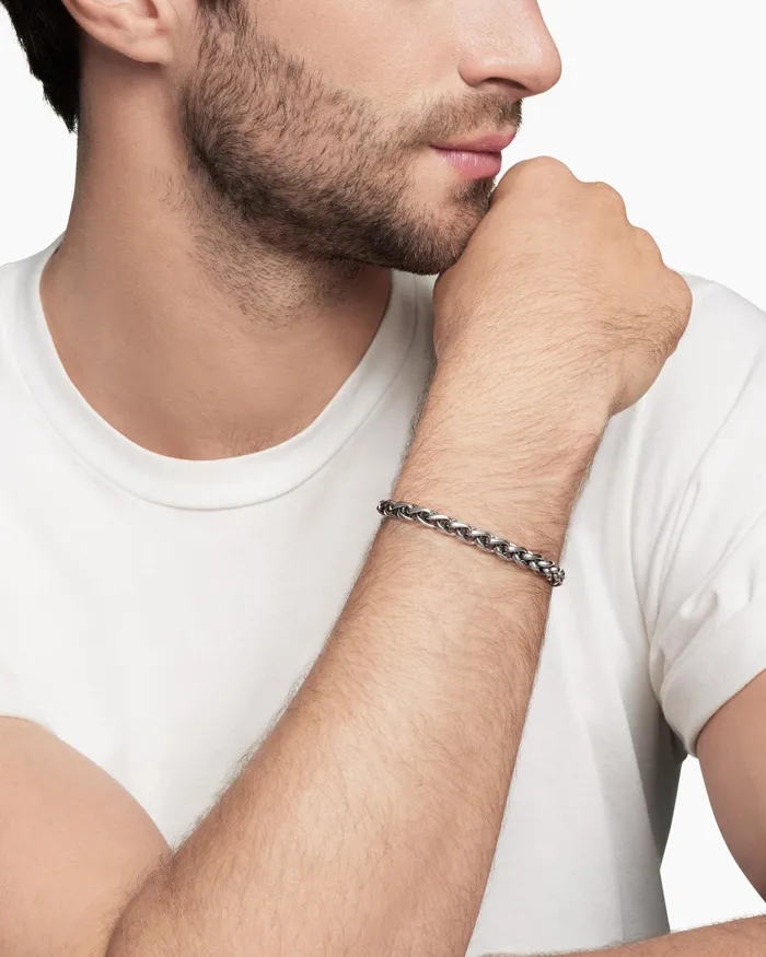 Mens Wheat Chain Bracelet In Sterling Silver 6mm Men David Yurman Chain Mens Wheat Chain Bracelet In Sterling Silver 6mm Men David Yurman Chain