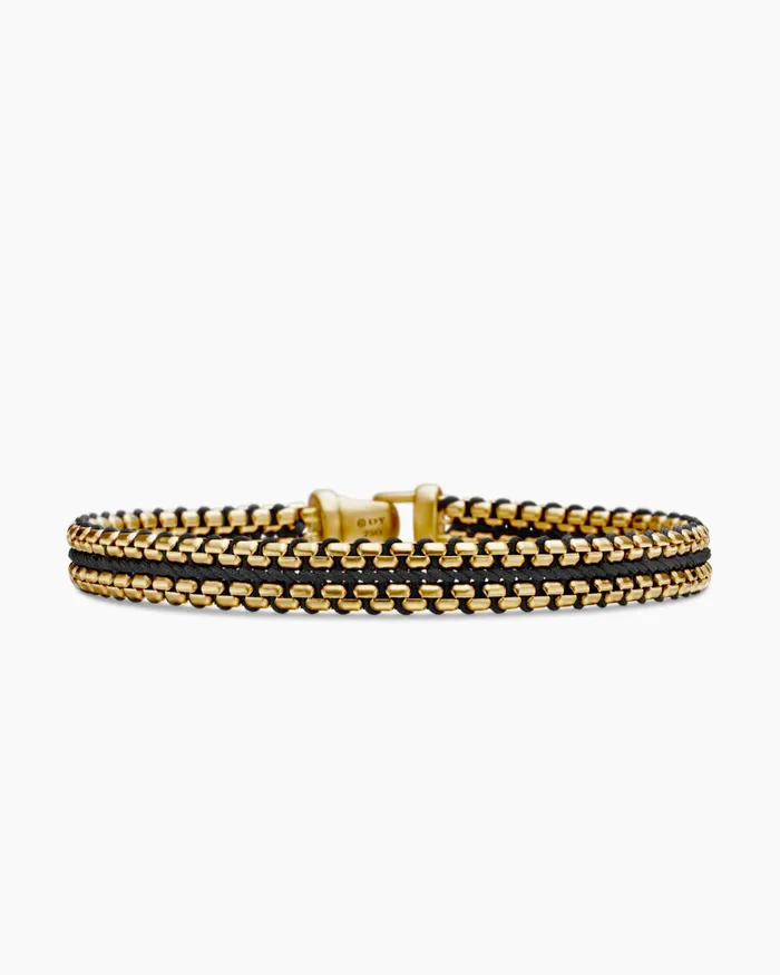 Mens Woven Box Chain Bracelet With 18K Yellow Gold 10mm Men David Yurman Chain Mens Woven Box Chain Bracelet With 18K Yellow Gold 10mm Men David Yurman Chain