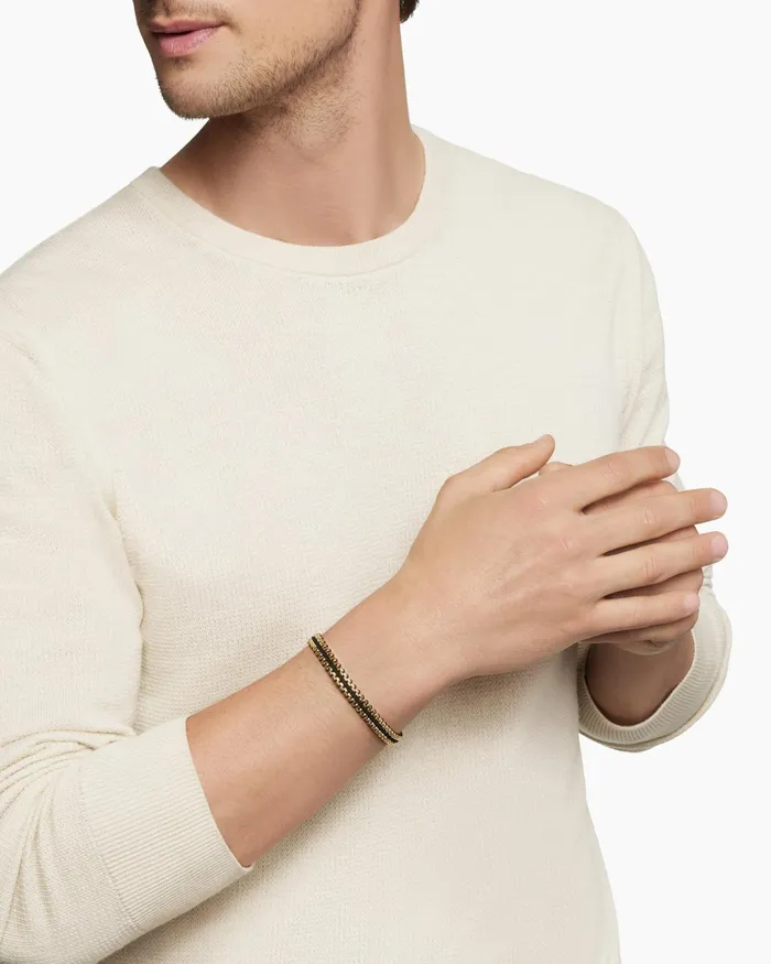 Mens Woven Box Chain Bracelet With 18K Yellow Gold 10mm Men David Yurman Chain Mens Woven Box Chain Bracelet With 18K Yellow Gold 10mm Men David Yurman Chain