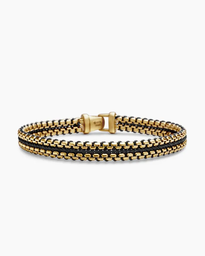 Mens Woven Box Chain Bracelet With 18K Yellow Gold 10mm Men David Yurman Chain Mens Woven Box Chain Bracelet With 18K Yellow Gold 10mm Men David Yurman Chain