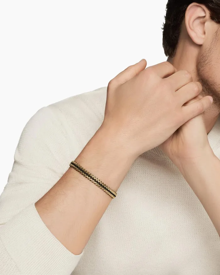 Mens Woven Box Chain Bracelet With 18K Yellow Gold 10mm Men David Yurman Chain Mens Woven Box Chain Bracelet With 18K Yellow Gold 10mm Men David Yurman Chain