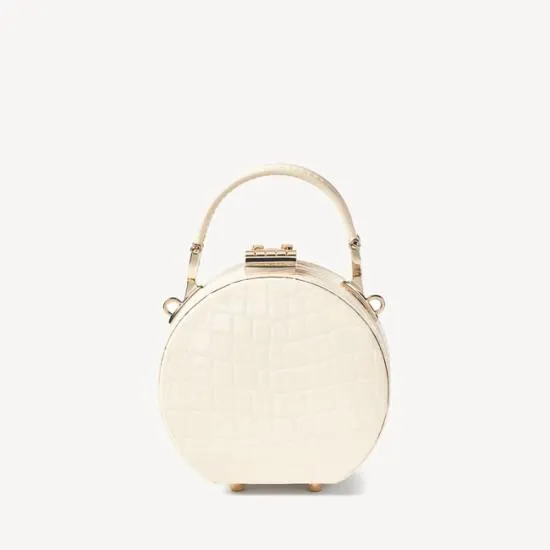 Micro Hat Box Ivory Patent Croc Women Aspinal Of London Mini