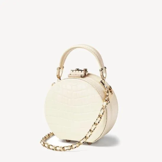 Micro Hat Box Ivory Patent Croc Women Aspinal Of London Mini