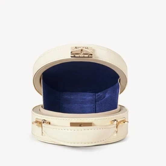 Micro Hat Box Ivory Patent Croc Women Aspinal Of London Mini