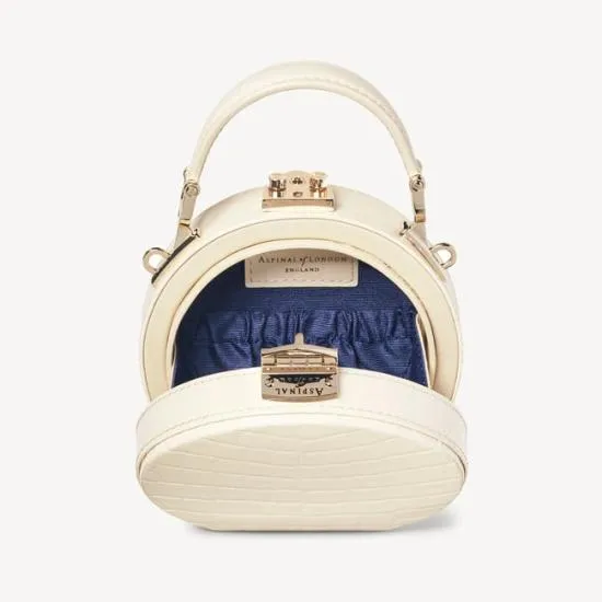 Micro Hat Box Ivory Patent Croc Women Aspinal Of London Mini