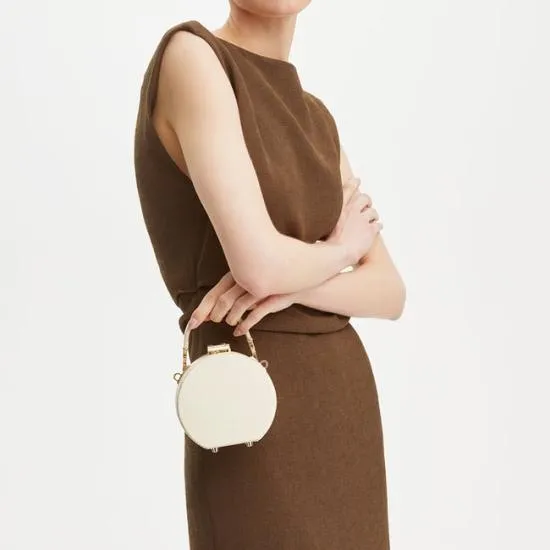 Micro Hat Box Ivory Patent Croc Women Aspinal Of London Mini