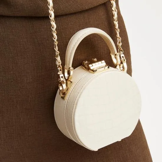 Micro Hat Box Ivory Patent Croc Women Aspinal Of London Mini