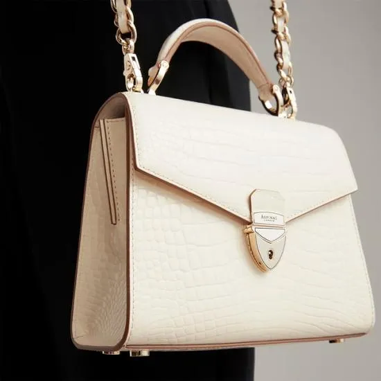 Midi Mayfair 2 Ivory Patent Croc Women Aspinal Of London Shoulder