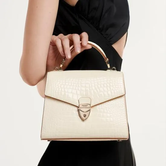 Midi Mayfair 2 Ivory Patent Croc Women Aspinal Of London Shoulder