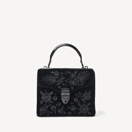 Midi Mayfair Bag Beaded Birds Hand Embroidery On Velvet Women Aspinal Of London Shoulder