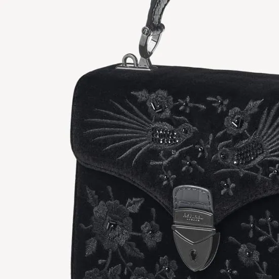 Midi Mayfair Bag Beaded Birds Hand Embroidery On Velvet Women Aspinal Of London Shoulder