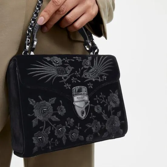 Midi Mayfair Bag Beaded Birds Hand Embroidery On Velvet Women Aspinal Of London Shoulder