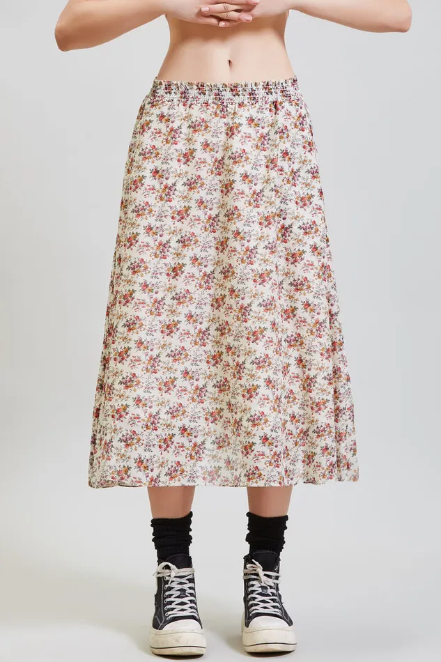 Midi Skirt 8211 Ecru Floral Pants and Skirts R13 Women