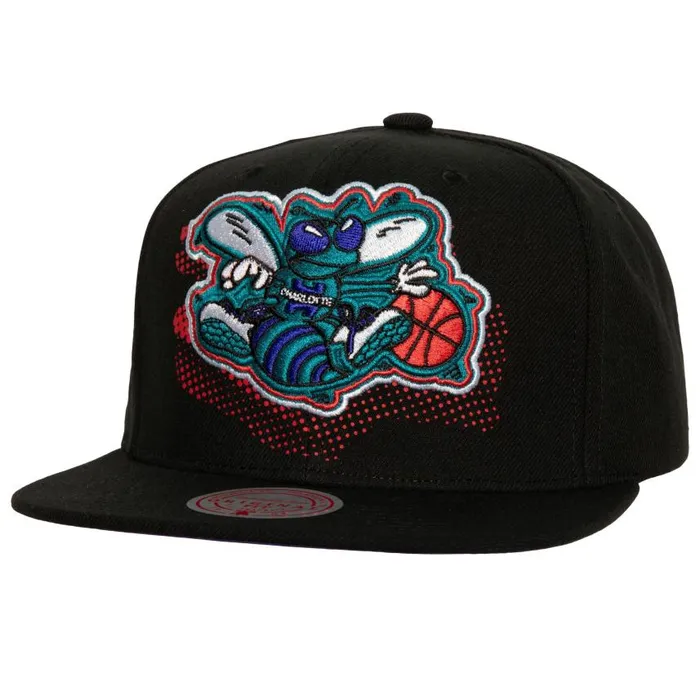 Mitchell and Ness Big Face 70 Snapback HWC Charlotte Hornets Men Hats and Headwear Mitchell and Ness Big Face 70 Snapback HWC Charlotte Hornets Men Hats and Headwear