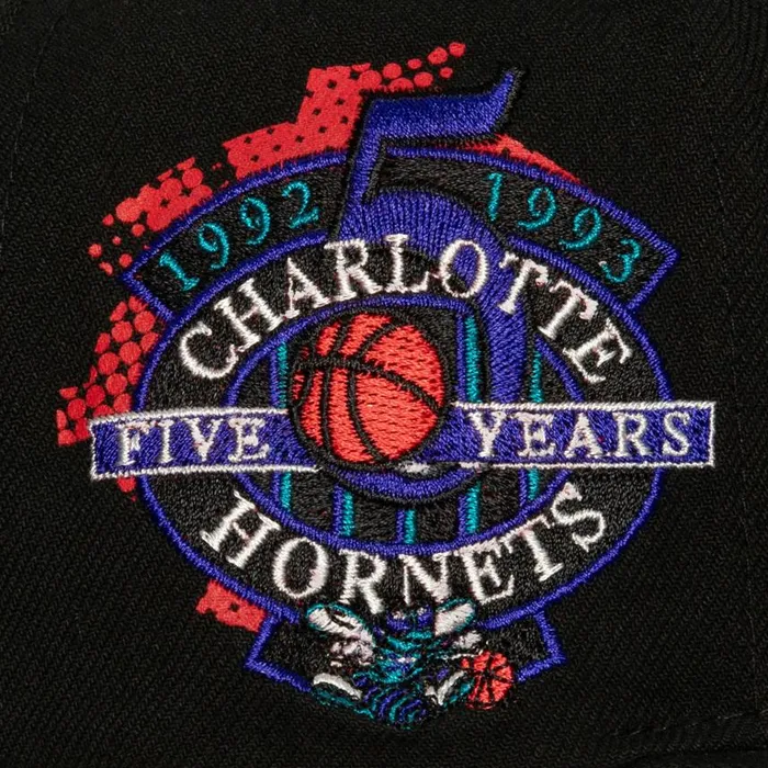 Mitchell and Ness Big Face 70 Snapback HWC Charlotte Hornets Men Hats and Headwear Mitchell and Ness Big Face 70 Snapback HWC Charlotte Hornets Men Hats and Headwear