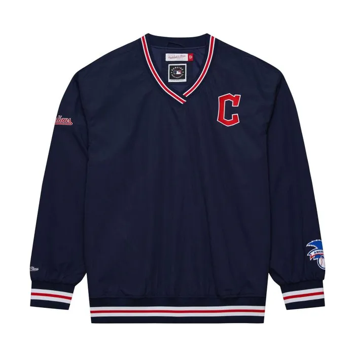 Mitchell and Ness Classic Nylon Pullover Current Logo Cleveland Guardians Men Jackets and Outerwear Mitchell and Ness Classic Nylon Pullover Current Logo Cleveland Guardians Men Jackets and Outerwear