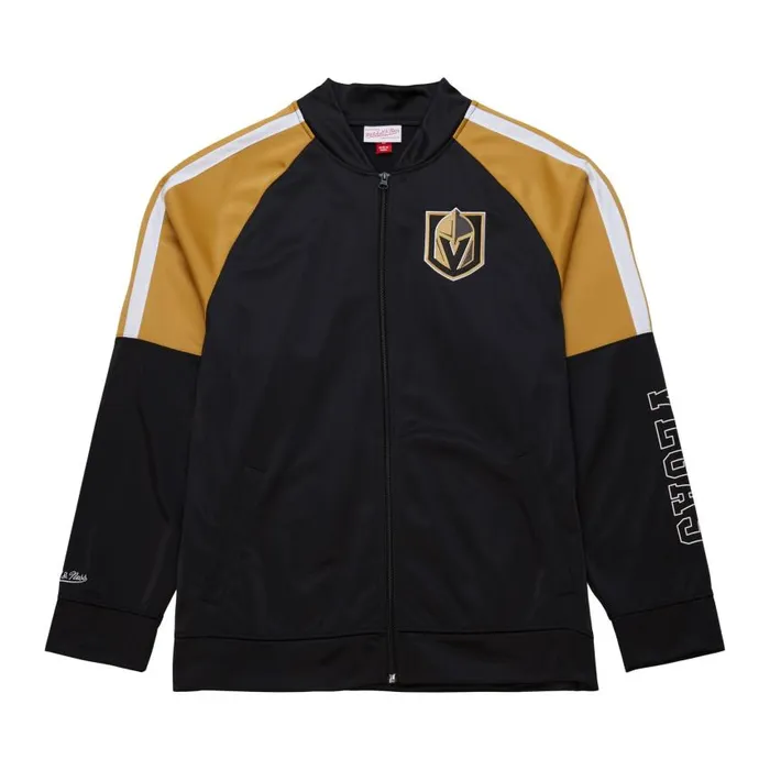 Mitchell and Ness Color Blocked Track Jacket Current Logo Vegas Golden Knights Men Jackets and Outerwear Mitchell and Ness Color Blocked Track Jacket Current Logo Vegas Golden Knights Men Jackets and Outerwear