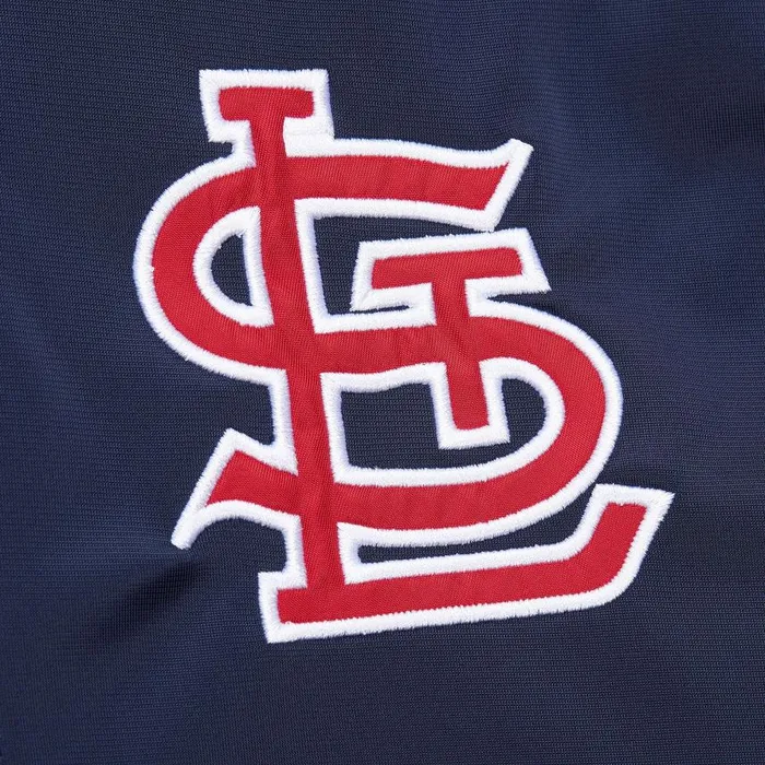 Mitchell and Ness Color Blocked Track Jacket Vintage Logo St Louis Cardinals Men Jackets and Outerwear