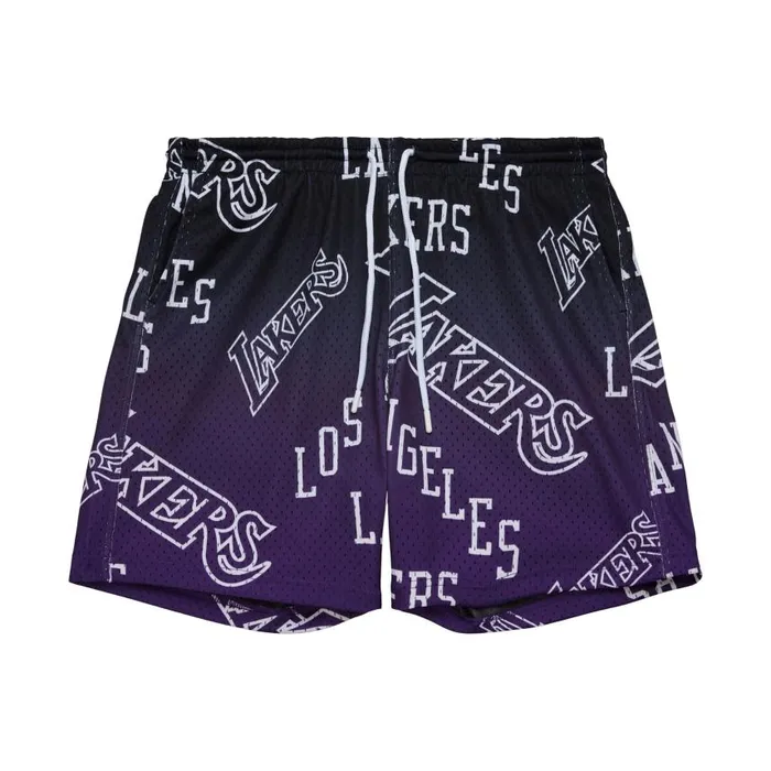 Mitchell and Ness Destination Leisure Camp Shorts Los Angeles Lakers Men Shorts Mitchell and Ness Destination Leisure Camp Shorts Los Angeles Lakers Men Shorts