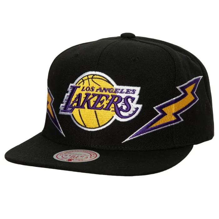 Mitchell and Ness Double Trouble Snapback Los Angeles Lakers Men Hats and Headwear Mitchell and Ness Double Trouble Snapback Los Angeles Lakers Men Hats and Headwear