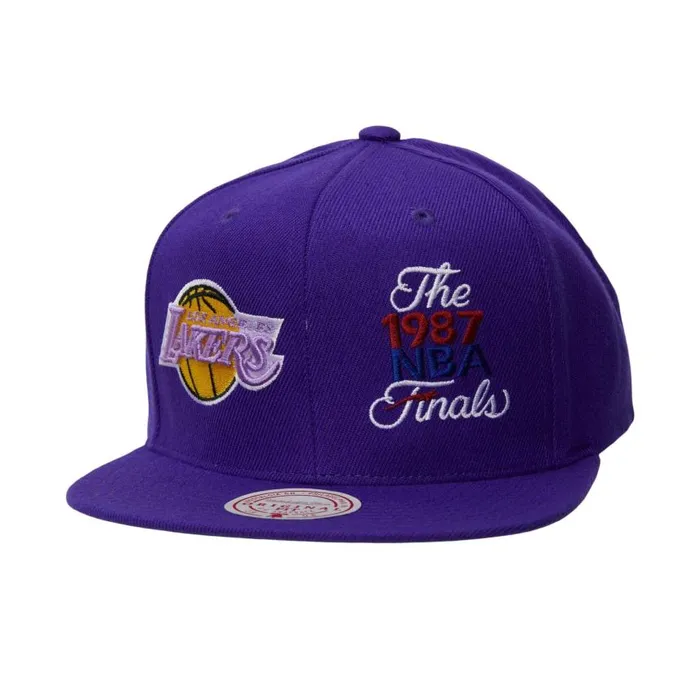 Mitchell and Ness Dual Whammy Snapback HWC Los Angeles Lakers Men Hats and Headwear Mitchell and Ness Dual Whammy Snapback HWC Los Angeles Lakers Men Hats and Headwear