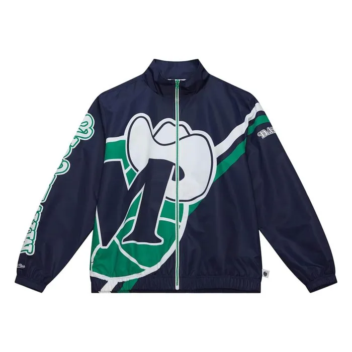 Mitchell and Ness Exploded Logo Warm Up Jacket Dallas Mavericks Men Jackets and Outerwear Mitchell and Ness Exploded Logo Warm Up Jacket Dallas Mavericks Men Jackets and Outerwear