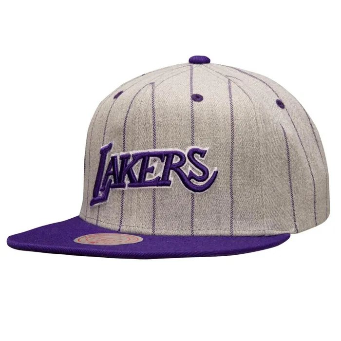 Mitchell and Ness Grey Pin Pop Snapback HWC Los Angeles Lakers Men Hats and Headwear Mitchell and Ness Grey Pin Pop Snapback HWC Los Angeles Lakers Men Hats and Headwear