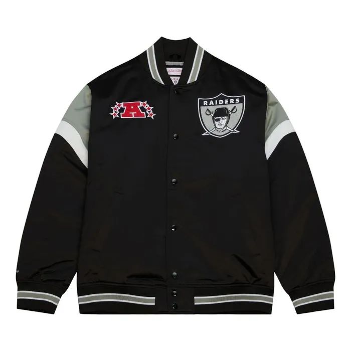 Mitchell and Ness Heavyweight Satin Jacket Oakland Raiders Men Jackets and Outerwear Mitchell and Ness Heavyweight Satin Jacket Oakland Raiders Men Jackets and Outerwear