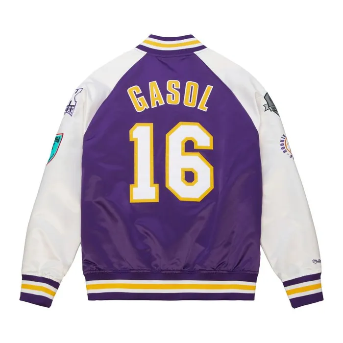Mitchell and Ness HOF NandN Satin Jacket Los Angeles Lakers Pau Gasol Men Jackets and Outerwear Mitchell and Ness HOF NandN Satin Jacket Los Angeles Lakers Pau Gasol Men Jackets and Outerwear