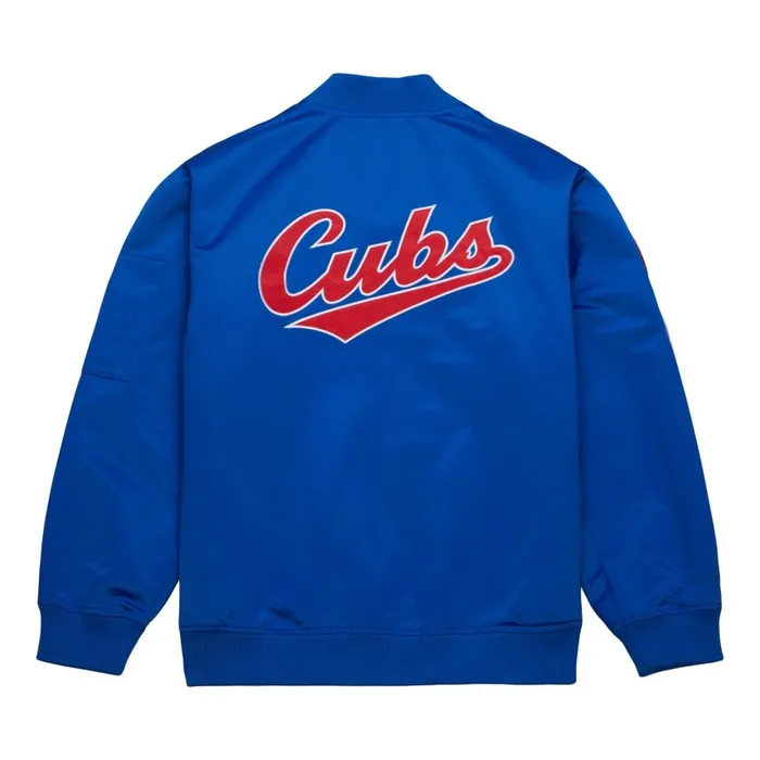 Mitchell and Ness Lightweight Satin Bomber Vintage Logo Chicago Cubs Men Jackets and Outerwear Mitchell and Ness Lightweight Satin Bomber Vintage Logo Chicago Cubs Men Jackets and Outerwear