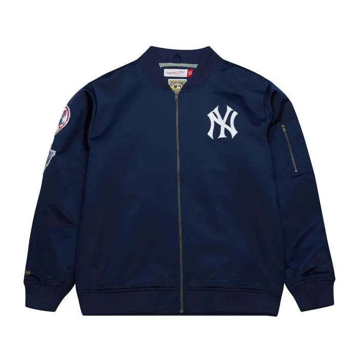 Mitchell and Ness Lightweight Satin Bomber Vintage Logo New York Yankees Men Jackets and Outerwear Mitchell and Ness Lightweight Satin Bomber Vintage Logo New York Yankees Men Jackets and Outerwear