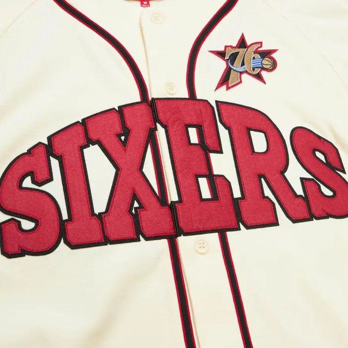Mitchell and Ness MandN X Melody Ehsani Baseball Jersey Philadelphia 76ers Women TShirts and Tops