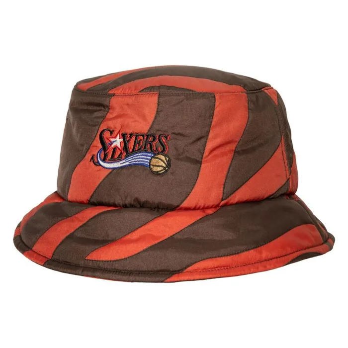 Mitchell and Ness MandN X Melody Ehsani Quilted Bucket Philadelphia 76ers Men Hats and Headwear Mitchell and Ness MandN X Melody Ehsani Quilted Bucket Philadelphia 76ers Men Hats and Headwear