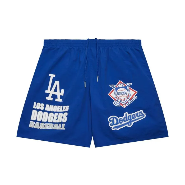 Mitchell and Ness Multi Hit Nylon Shorts Vintage Logo Los Angeles Dodgers Men Shorts Mitchell and Ness Multi Hit Nylon Shorts Vintage Logo Los Angeles Dodgers Men Shorts