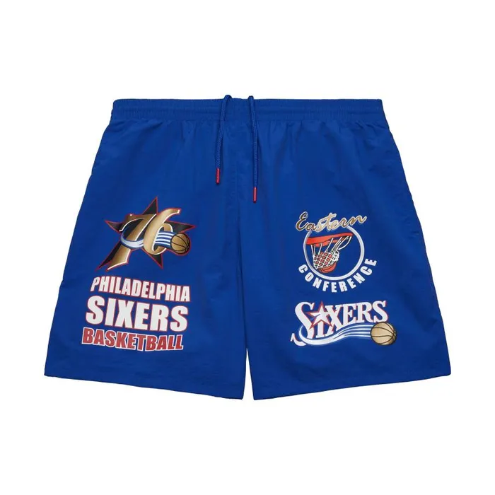 Mitchell and Ness Multi Hit Nylon Shorts Vintage Logo Philadelphia 76ers Men Shorts Mitchell and Ness Multi Hit Nylon Shorts Vintage Logo Philadelphia 76ers Men Shorts