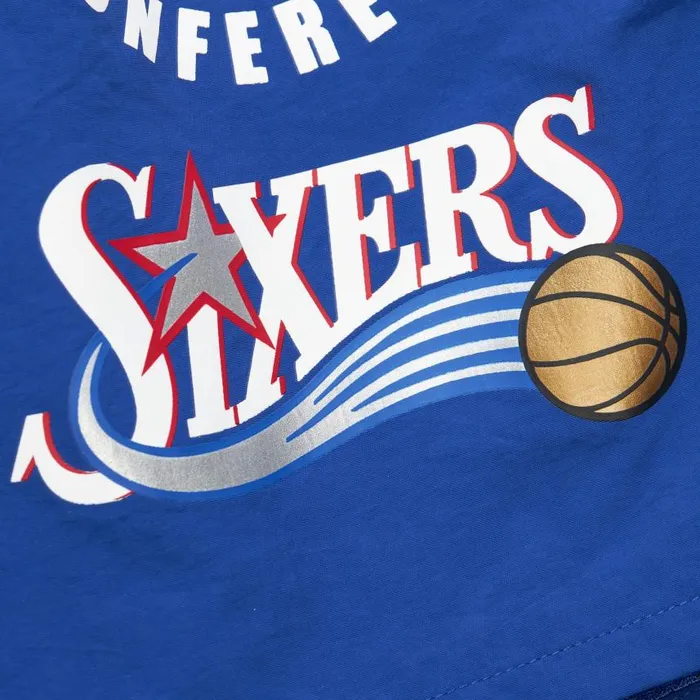 Mitchell and Ness Multi Hit Nylon Shorts Vintage Logo Philadelphia 76ers Men Shorts