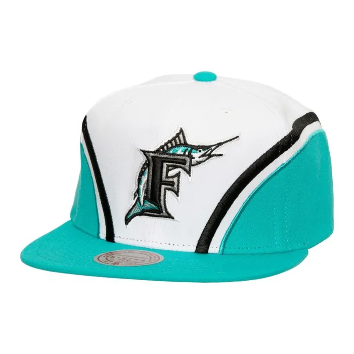 Mitchell and Ness Overhead Snapback Coop Florida Marlins Men Hats and Headwear Mitchell and Ness Overhead Snapback Coop Florida Marlins Men Hats and Headwear