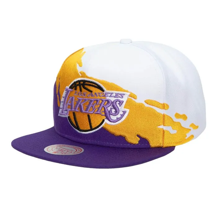 Mitchell and Ness Paintbrush Snapback HWC Los Angeles Lakers Men Hats and Headwear Mitchell and Ness Paintbrush Snapback HWC Los Angeles Lakers Men Hats and Headwear