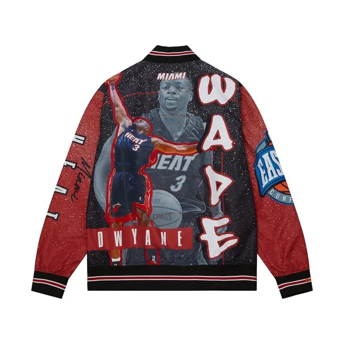 Mitchell and Ness Player Burst Warm Up Jacket Miami Heat Dwyane Wade Men Jackets and Outerwear Mitchell and Ness Player Burst Warm Up Jacket Miami Heat Dwyane Wade Men Jackets and Outerwear