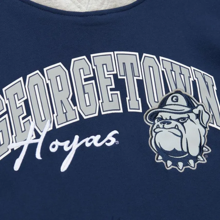 Mitchell and Ness Premium Fleece Hoodie Vintage Logo Georgetown University Men Hoodies and Sweatshirts