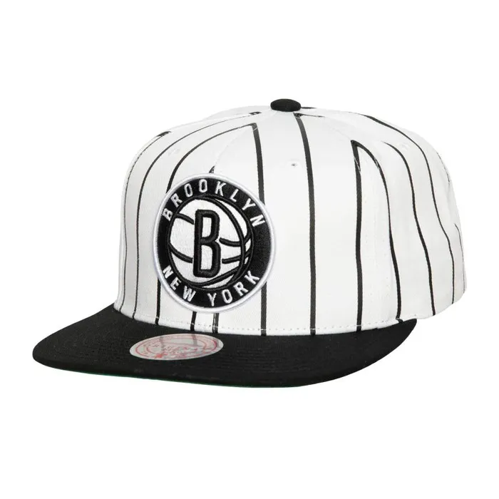 Mitchell and Ness Retro Pinstripe Snapback Brooklyn Nets Men Hats and Headwear Mitchell and Ness Retro Pinstripe Snapback Brooklyn Nets Men Hats and Headwear