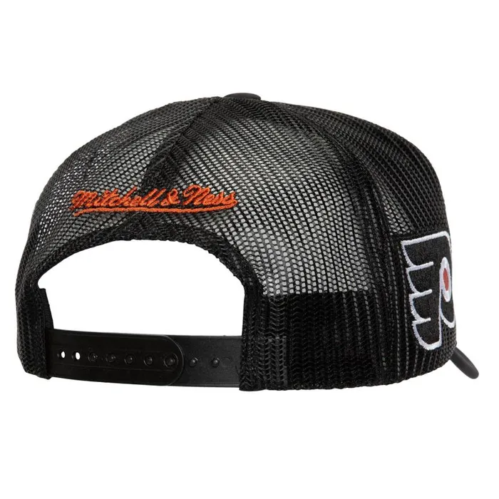 Mitchell and Ness Script Trucker Philadelphia Flyers Men Hats and Headwear Mitchell and Ness Script Trucker Philadelphia Flyers Men Hats and Headwear