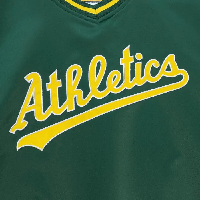 Mitchell and Ness Sideline Pullover Satin Jacket Oakland Athletics Men Jackets and Outerwear Mitchell and Ness Sideline Pullover Satin Jacket Oakland Athletics Men Jackets and Outerwear