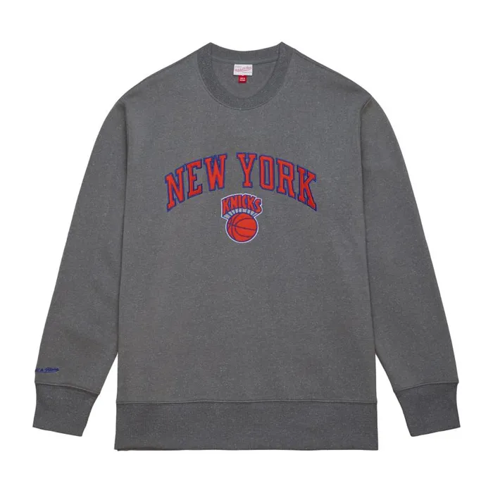 Mitchell and Ness Snow Washed Fleece Crew New York Knicks Men Hoodies and Sweatshirts