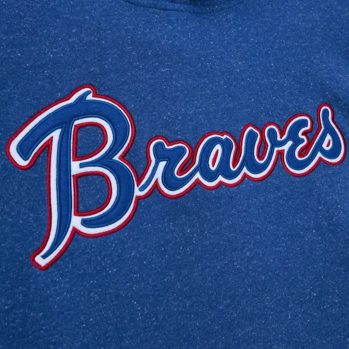 Mitchell and Ness Snow Washed Fleece Hoodie Atlanta Braves Men Hoodies and Sweatshirts