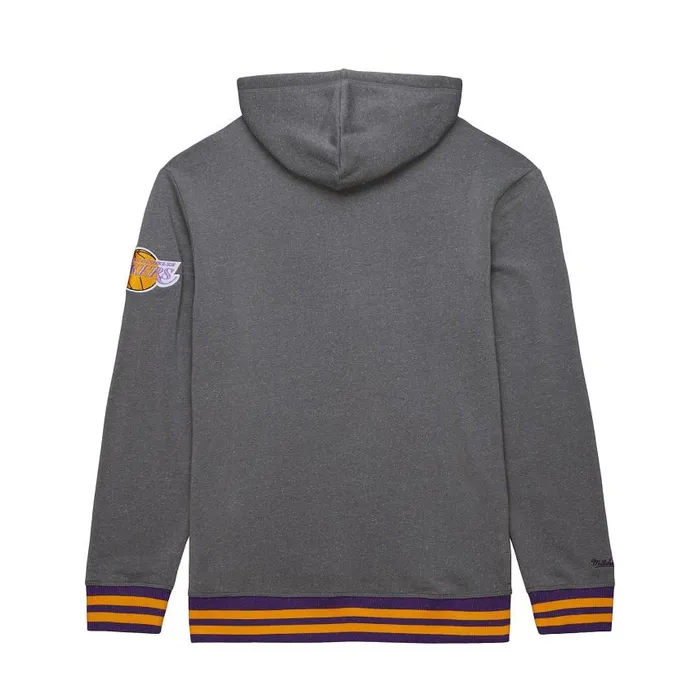 Mitchell and Ness Snow Washed Fleece Hoodie Vintage Logo Los Angeles Lakers Men Hoodies and Sweatshirts