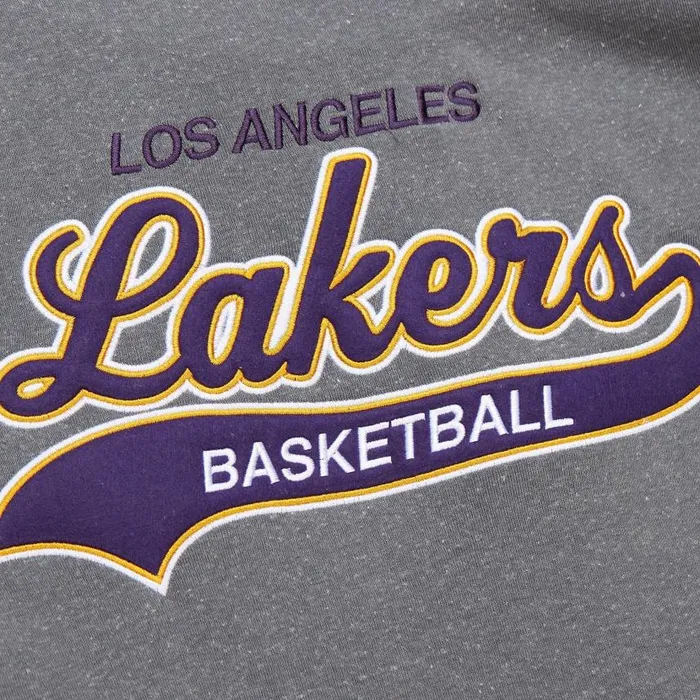 Mitchell and Ness Snow Washed Fleece Hoodie Vintage Logo Los Angeles Lakers Men Hoodies and Sweatshirts